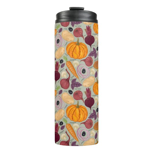 Retro Hintergrund vom Frischgemüse Thermosbecher (Vorderseite)