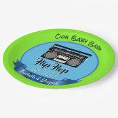 Retro Hip Hop Gender Reveal Baby Shower Pappteller (Schrägansicht)