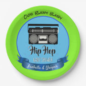 Retro Hip Hop Gender Reveal Baby Shower Pappteller (Vorderseite)