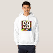 Retro Hip-Hop Graffiti 99 & Microphone White Hoodi Hoodie (Vorne ganz)