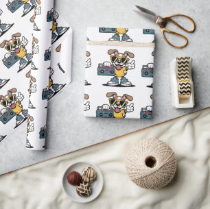 Retro Hip Hop Hund: Cooler Cartoon Welpe  Geschenkpapier