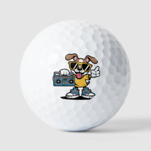 Retro Hip Hop Hund: Cooler Cartoon-Welpe  Golfball