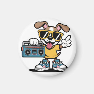 Retro Hip Hop Hund: Cooler Cartoon-Welpe  Magnet