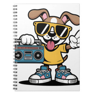 Retro Hip Hop Hund: Cooler Cartoon-Welpe  Notizblock