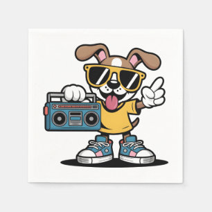 Retro Hip Hop Hund: Cooler Cartoon-Welpe  Serviette