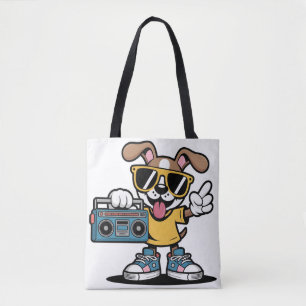 Retro Hip Hop Hund: Cooler Cartoon-Welpe  Tasche