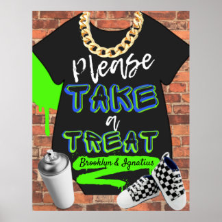 Retro Hip Hop Kinderdusche Städtische Leckerei Zei Poster