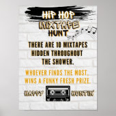 Retro Hip Hop Mixtape Jagen Urban Party Game Poster (Vorne)