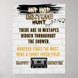 Retro Hip Hop Mixtape Jagen Urban Party Game Poster