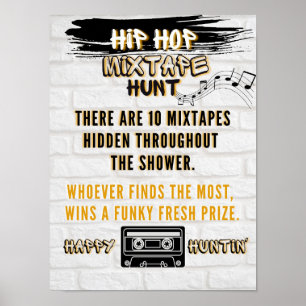 Retro Hip Hop Mixtape Jagen Urban Party Game Poster