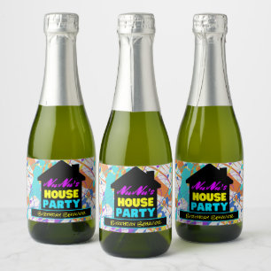 Retro Hip Hop Theme House Party farbenfroh Schaumweinetikett