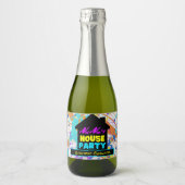 Retro Hip Hop Theme House Party farbenfroh Schaumweinetikett (Vorderseite)