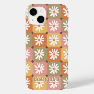 Retro Hippie 1960er 1970er Daisy Floral Pink Orang Case-Mate iPhone 14 Hülle