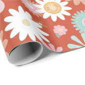 Retro Hippie 60er 70er Daisy Blume Blumendekoupage Geschenkpapier (Rolleneckpunkt)