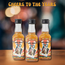 Retro Hippie 60er Benutzerdefiniertes Foto 70. Geb Alkoholflaschenetikett