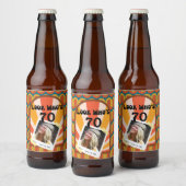 Retro Hippie 60's Custom Foto 70. Geburtstag Bierflaschenetikett (Flaschen)