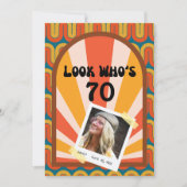 Retro Hippie 60's Foto 70. Geburtstag Einladung (Vorderseite)