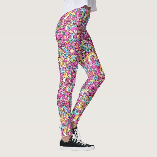Retro Hippie 60's Pattern Leggings (Rechts)