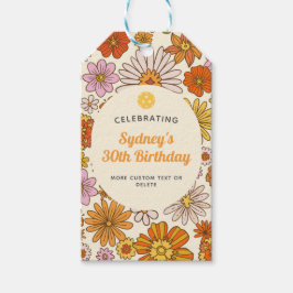 Retro Hippie 70er Floral Muster Pickleball Party Geschenkanhänger