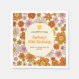 Retro Hippie 70er Floral Muster Pickleball Party Serviette