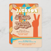 Retro Hippie 70er Jahre Zwei Groovy Peace Sign Einladung (Vorne/Hinten)