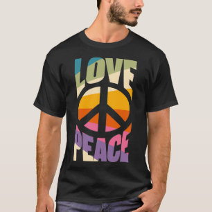 Retro Hippie 70er Kostüme für Frauen Hippie Peace  T-Shirt