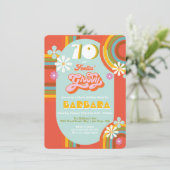 Retro Hippie 70's 60er Groovy Birthday Party Einladung (Stehend Vorderseite)