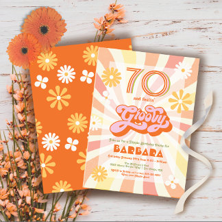 Retro Hippie 70's 60er Groovy Birthday Party Einladung