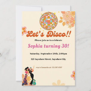 Retro Hippie 70's 60er Groovy Birthday Party Einladung