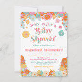Retro Hippie 70's 60's Blume Power Baby Shower Einladung (Vorderseite)