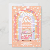Retro Hippie 9th Birthday Invitation Einladung (Vorderseite)