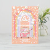 Retro Hippie 9th Birthday Invitation Einladung (Stehend Vorderseite)