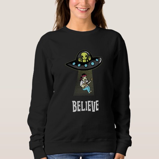 RETRO HIPPIE ALIEN BELIEVE Hippie Sweatshirt (Vorderseite)