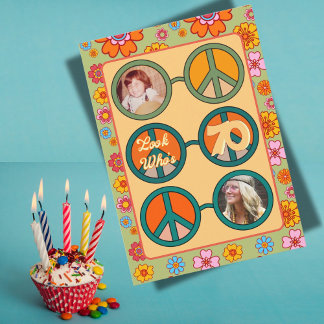 Retro Hippie Baby Boomer Foto Geburtstagseinladung Einladung