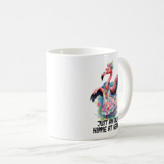 Retro Hippie bei Herz Flamingo Blume Child Kaffeetasse (VorderseiteRechts)