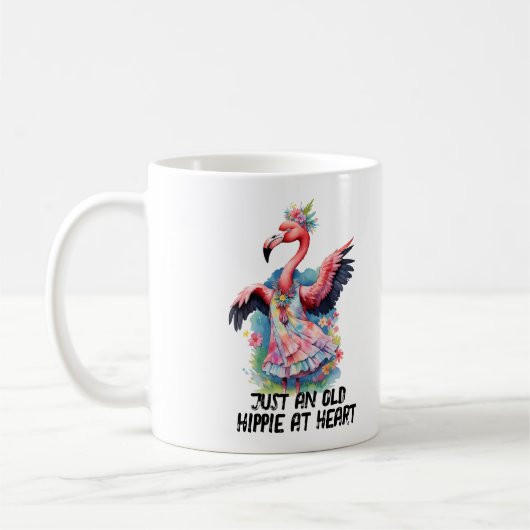 Retro Hippie bei Herz Flamingo Blume Child Kaffeetasse (Links)
