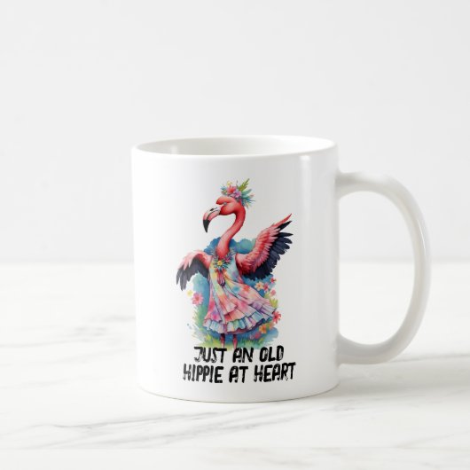 Retro Hippie bei Herz Flamingo Blume Child Kaffeetasse (Rechts)