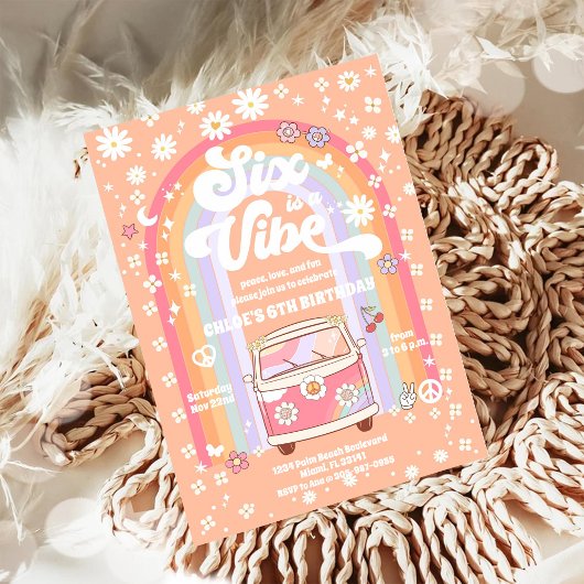 Retro Hippie Birthday Invitation Einladung