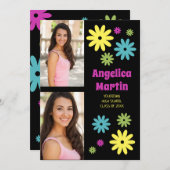 Retro Hippie Blume 2 Foto Abschluss Ankündigung (Vorne/Hinten)