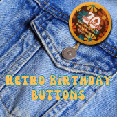 Retro Hippie Blume 70. Geburtstag Button