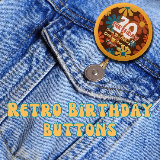 Retro Hippie Blume 70. Geburtstag Button