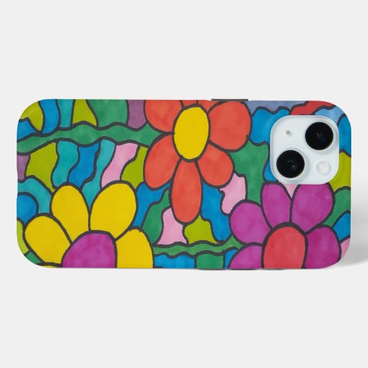 Retro Hippie Blume Art Case-Mate iPhone Hülle (Rückseite (Horizontal))