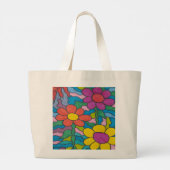 Retro Hippie Blume Art Jumbo Stoffbeutel (Rückseite)
