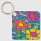 Retro Hippie Blume Art Schlüsselanhänger (Vorderseite)