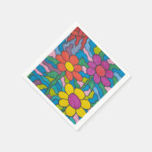 Retro Hippie Blume Art Serviette (Ecke)