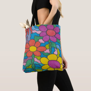Retro Hippie Blume Art Tasche