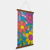 Retro Hippie Blume Art Wandteppich Mit Holzrahmen (Gewinkelt)