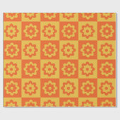 Retro-Hippie-Blume auf der Checkerboard Gelbes Ora Geschenkpapier (Flach)
