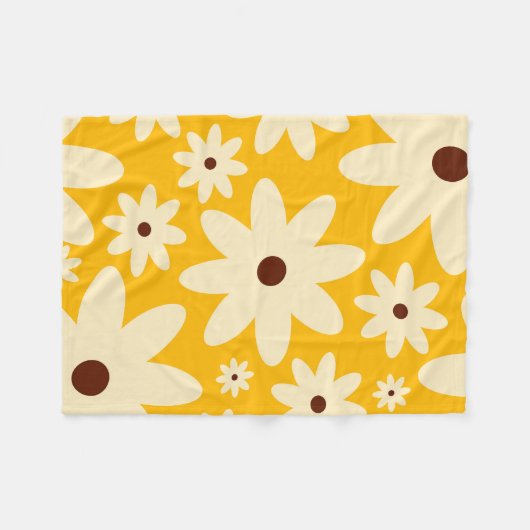 Retro-Hippie-Blume Fleecedecke (Vorderseite (Horizontal))