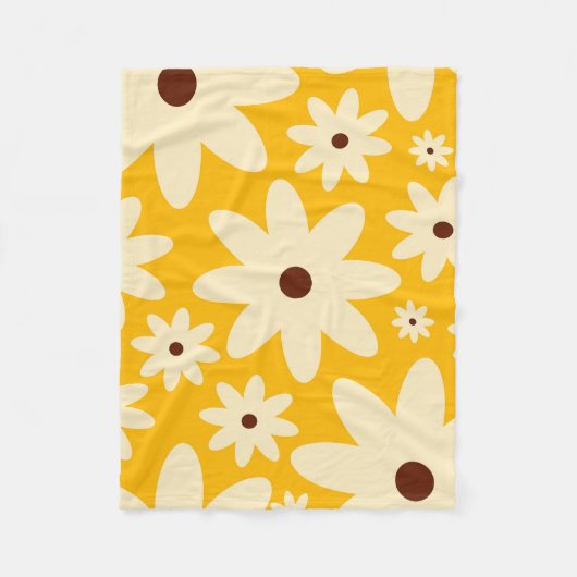 Retro-Hippie-Blume Fleecedecke (Vorderseite)